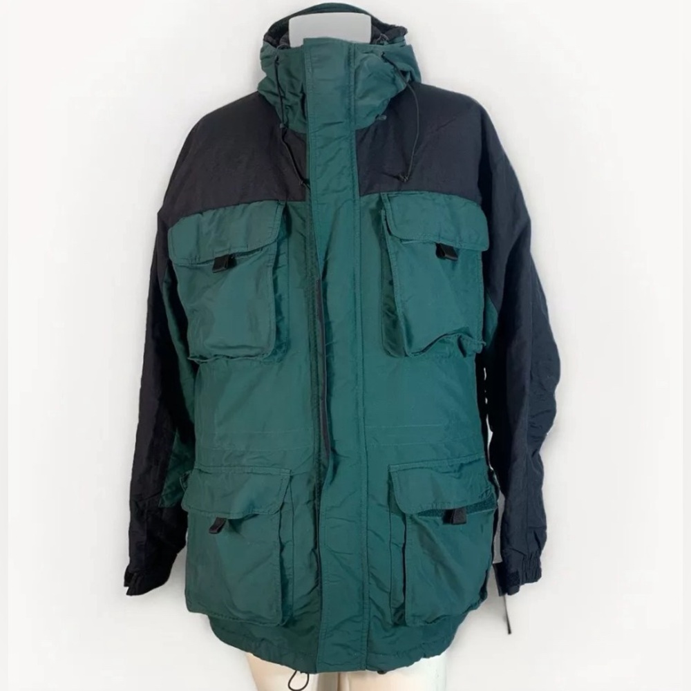Cabelas jacket and detachable vest 2 in 1 size L tall green/black